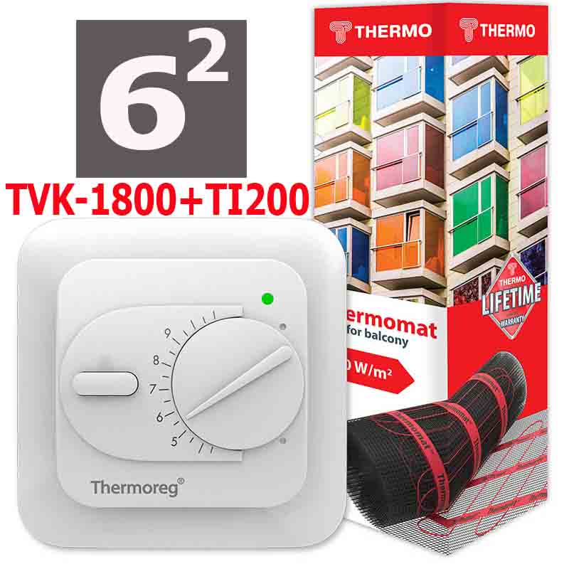 Термомат TVK-1800 BL 6 кв.м.+Thermoreg TI-200
